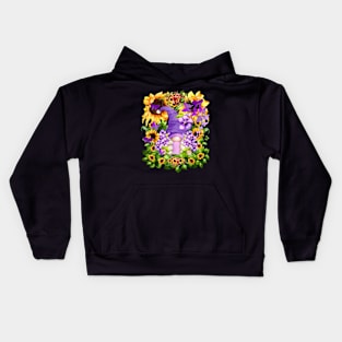 Sunflower Suicide Awareness Gnome With Purple Violet Flower Kids Hoodie